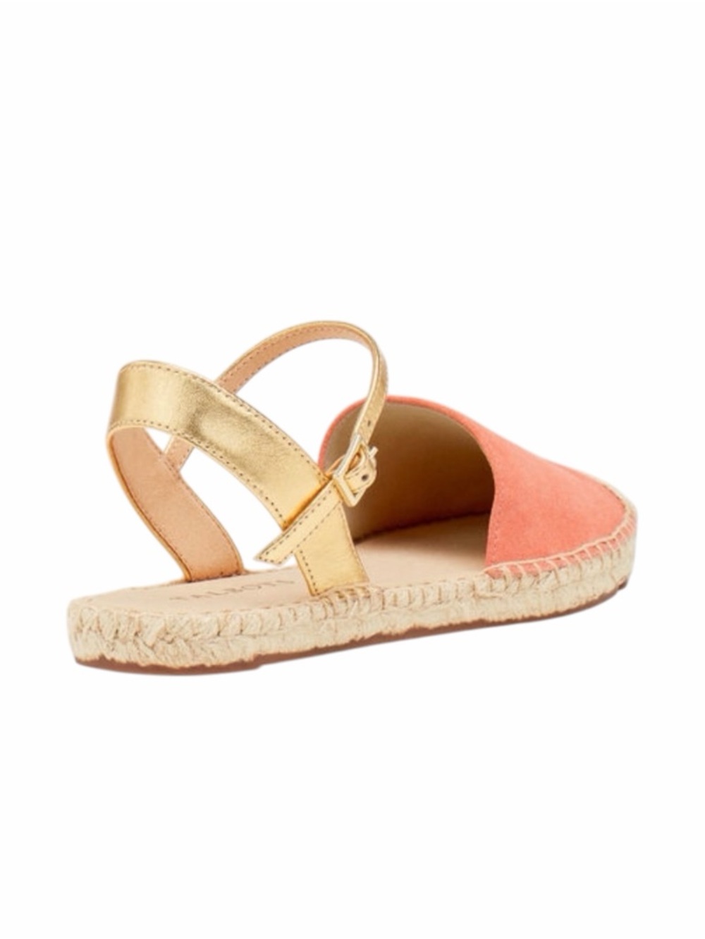 NEW Talbots Coral Suede & Gold Leather Izzy D’Orsay Espadrille Flats Sandals 10 - Picture 3 of 10